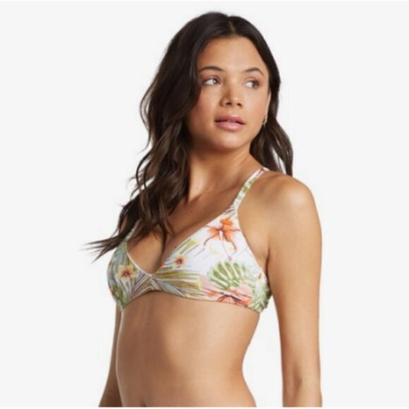 💕ROXY💕 Beach Classics Bikini Set ~ Tropical Floral Bright White Herbier XL NWT - Picture 5 of 14